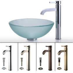 Kraus Frosted Glass Single-Handle Sink and Ramus Bathroom Faucet