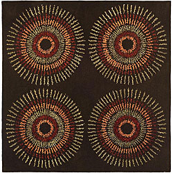 Safavieh Handmade Deco Explosions Brown/ Multi N. Z. Wool Rug (6' Square)