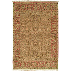 Chinese Treasures Hand-knotted Green/ Rose Wool Rug (6' x 9')