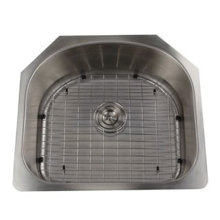 Single D-shape Bowl Premium 16-gauge Kitchen Sink with Grid and Drain
