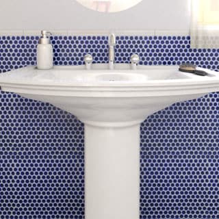 SomerTile 12.25x12-in Penny 3/4-in Cobalt Blue Porcelain Mosaic Tile (Pack of 10)