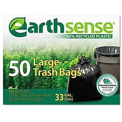 EarthSense Recycled 33-gallon Black Trash Can Liners (Pack of 50)