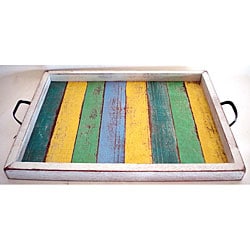 Recycled Wood Medium Multicolor Serving Tray (Thailand)