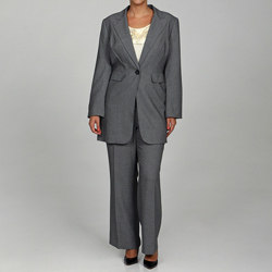 Calvin Klein Women's Black/ Cream 2-piece Pant Suit