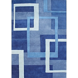 Handmade Metro New Zealand Wool Blend Blue Rug (5' x 8')