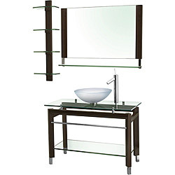Decolav Wood and Glass Console with Matching Mirror and Shelf