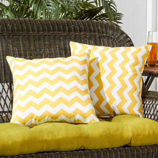 17-inch Outdoor Zig Zag Yellow Square Accent Pillow (Set of 2)