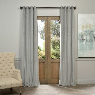 Exclusive Fabrics Grommet Silver Grey Velvet Blackout Curtain Panel