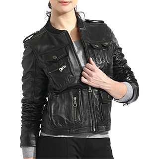 Women's Lambskin Leather Bomber Jacket