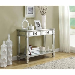 Mirrored 38-inch Sofa Console Table With Two Drawers