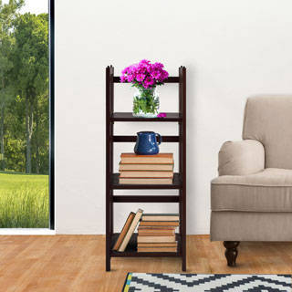 Folding 3-shelf Wood Bookcase
