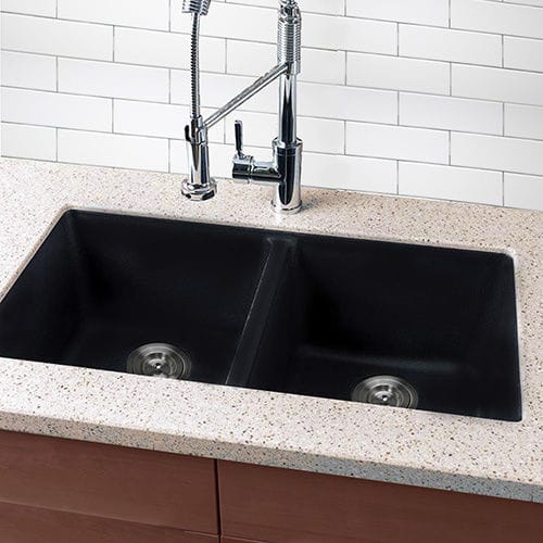 Highpoint Collection Granite Composite Black Undermount Kitchen Sink