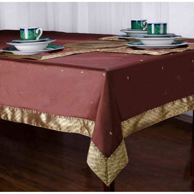Handmade Brown Sari Table Cloth (India)