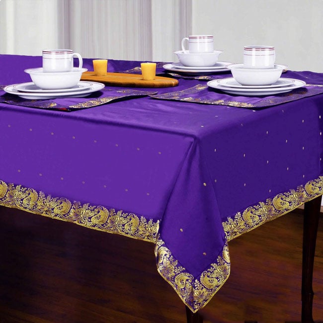 Handmade Purple Sari Table Cloth (India)