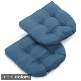 Blazing Needles Solid 19-inch U-shaped Tufted Twill Chair Cushions (Set of 2)