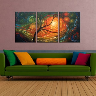 'Dream of A Tree' 3-piece Gallery-wrapped Hand Painted Canvas Art Set