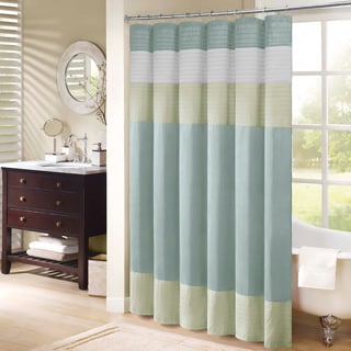 Madison Park Chester Pieced Faux Silk Shower Curtain