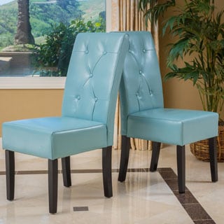 Taylor Blue Bonded Leather Dining Chair (Set of 2) by Christopher Knight Home