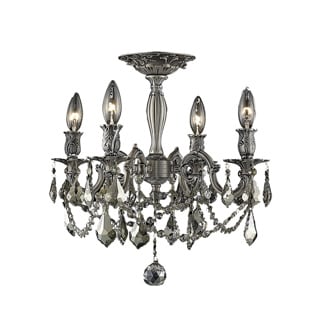 Somette Zurich 4-light Royal Cut Gold Crystal and Pewter Flush Mount