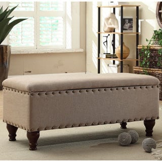 Upholstered Storage Bench with Nailhead Trim by HomePop