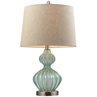 Smoked Glass 1-light Pale Green Table Lamp