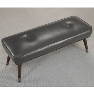Kelly 48-inch Mid-century Charcoal Bonded Tufted Bench