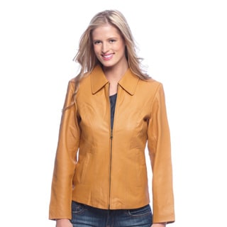 Women's Leather Classic Zip-front Jacket with Zip-out Liner