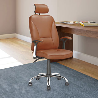 CorLiving LOF-699-O Executive Office Chair in Light Brown Leatherette