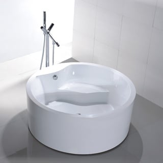 Freestanding 59-inch Round White Acrylic Bathtub