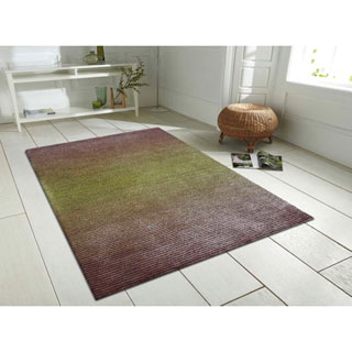 Beige and Green Artistry Center Line Striped Rug (8' x 10')