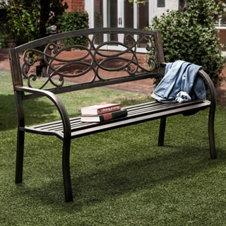 Furniture of America Flints Bronze Iron Outdoor Garden Bench
