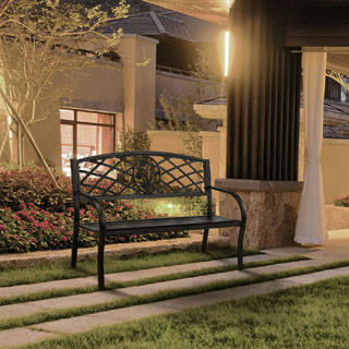 Furniture of America Narcissus Black Iron Outdoor Bench