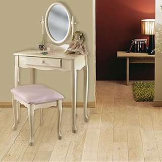 Powell Off-White Vanity, Mirror and Bench