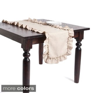 Ruffled Design Linen Table Runner or Tablecloth