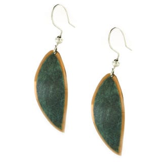 Handcrafted Copper with Patina Leaf Dangle Earrings (Mexico)