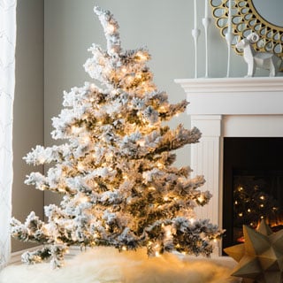 4.5' Flocked Alaskan Dura-Lit Christmas Tree with 300 Clear Lights