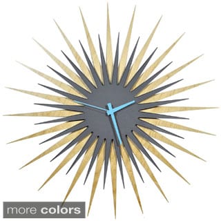 Modern Crowd RF Atomic Wall Clock in Maple and Grey