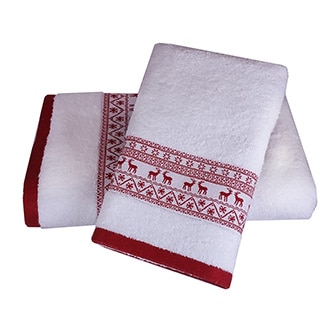 Enchante Reindeer Embellished Turkish Cotton 2-piece Towel Set