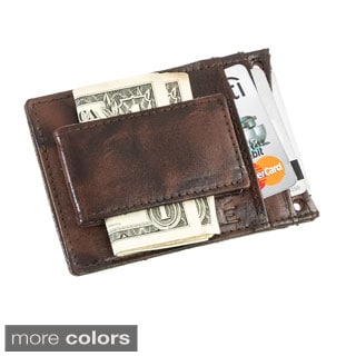Suvelle Leather Slim Money Clip Wallet with Leather Lanyard Neck Strap