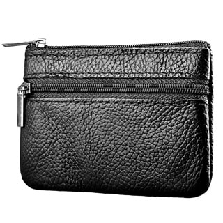 Zodaca Genuine Leather 2-zippered Multi-purpose Wallet Coin Bag Purse Card Holder