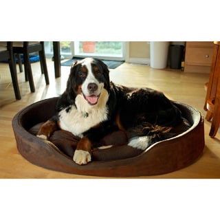Furhaven Snuggle Terry and Suede Oval Bolster Pet Bed