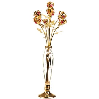 Rose Bouquet in a 24k Gold Plated Vase with Matashi Crystals
