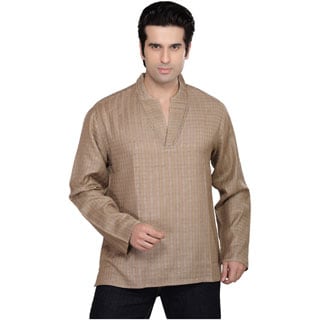 Handmade Shatranj Men's Kurta Tunic Checkered Shirt (India)