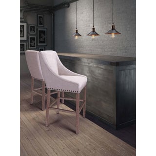 Indio Oak and Beige Linen-Like Fabric Counter Chair