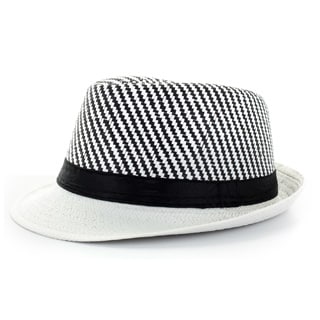 Faddism Men's Black/ White Fashion Fedora Hat