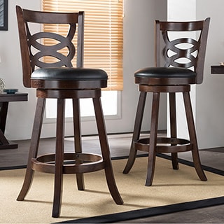 Walsh Espresso Brown 29 Inches Swivel Bar Stool with PU Leather Upholstered Seat (Set of 2)
