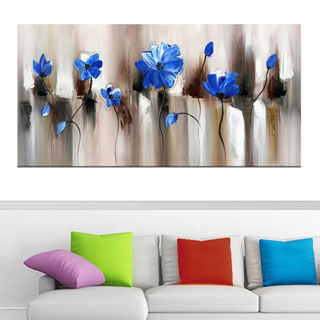 Design Art 'Blue Modern Flower' Art 40 x 20 Canvas Art Print
