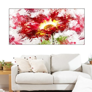 Design Art 'Red Abstract Sunflower' 40 x 20 Canvas Art Print