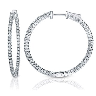 Suzy Levian 14K White Gold 1.601ct TDW Inside Out Diamond Hoop Earrings (G-H, SI1-SI2)
