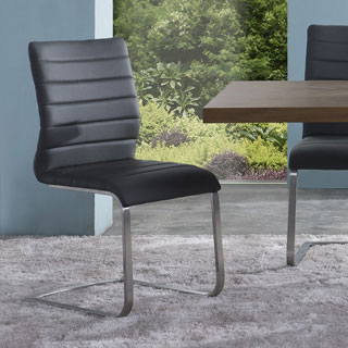 Fusion Contemporary Side Chair In Grey and Stainless Steel (Set of 2)
